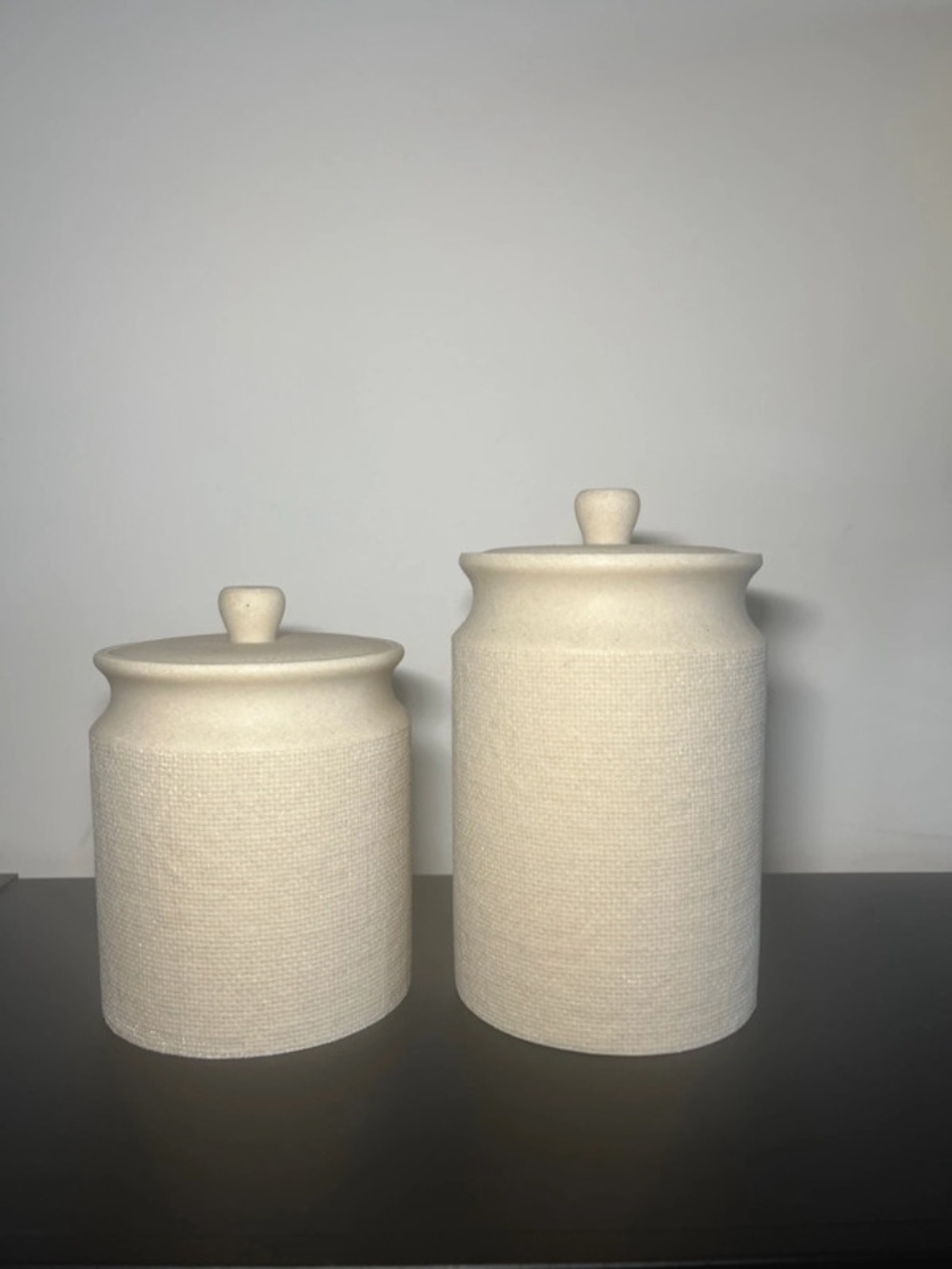 Hearth & Hand Textured Set of 2 Neutral Ceramic Canisters - Cream